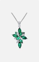 Marquise Simulated Emerald Cross Pendant Necklace For Women 925 Sterling Silver - £76.66 GBP