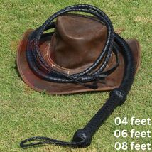 Handmade Black Leather Bullwhip 12 Plait 4–8ft Long Rope Core Whip Profe... - $17.99+