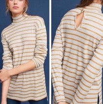 Anthropologie Vanessa Virginia Tunic Top Metallic Gold Silver Stripe Small - $16.78