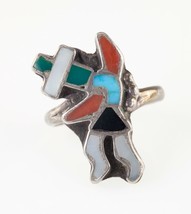 Zuni Rainbow Man Inlay Sterling Silver Ring SZ: 5.25 - $68.31