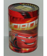 Walt Disney&#39;s Cars 2 Movie Large Round Illustrated Tin Coin Bank Style B... - £5.48 GBP
