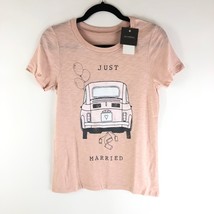 Grayson Threads Womens T Shirt Just Married Car Short Sleeve Pink S - £3.92 GBP
