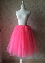 Melon Red Fluffy Tutu Midi Skirt Women Custom Plus Size Tulle Skirt Outfits image 2