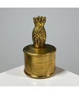 Vtg Brass Round Pineapple Small Stamp Trinket Box w/ Lid 3.75&quot; Tall 2.25... - $463.17 MXN