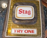 Vintage Stag Beer Sign 15”x 18” TRY ONE Plastic Damaged *READ* - £60.10 GBP