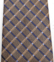 CHAS REED Striped Diamond Print Tie Necktie Brown Blue Silk - $12.86