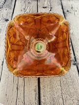 Marigold Star and File Carnival Glass Square Bowl Dish Imperial Vintage *Video * - $18.81