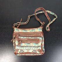 Boho Elephant Tribal Crossbody Multi-Pocket Green Brown Small Festival P... - $8.00