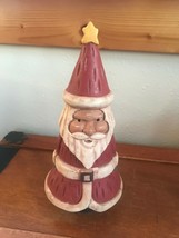 Estate Faux Carved Painted Wood Christmas Tree Shaped Santa Claus Figurine – 8.5 - £11.66 GBP
