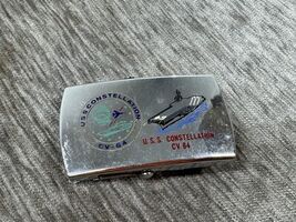 Vintage USS Constellation CV 64 Belt Buckle US Navy Ship Carrier Veteran... - $49.49