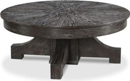 Cocktail Table Woodbridge Slate Gray Round Solid Oak Wood Unusual Base - £2,489.57 GBP