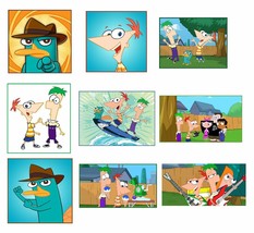 9 Phineas and Ferb Stickers, Birthday Party Favors, Labels, decals, rewards - $11.99