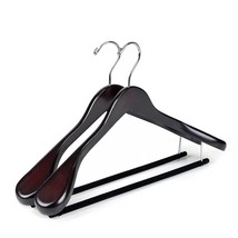 Luxury Wide Shoulder Wooden Hangers 2 Pack, With Velvet Bar, Smooth Maho... - $36.99