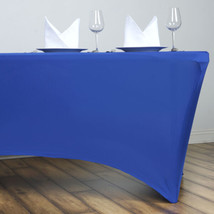 Royal Blue 6 Ft Rectangle Spandex Stretch Table Cover Fitted Tablecloth Wedding  - £18.01 GBP