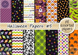 Halloween Digital Paper Pack - Spooky Patterns in High-Res JPEG -5 - £1.57 GBP