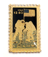 Apollo Lunar Landing Pin USA $2.40 USPS Stamp Space NASA Moon Astronaut ... - $12.99
