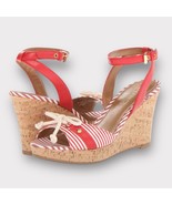 NWOT SPERRY TOP-SIDER PortSea Women&#39;s 8.5 Red White Nautical Wedge Sandals - $33.87