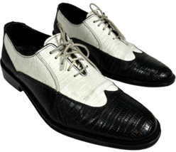 Giorgio Brutini Melby Brogue Wing Tip Lizard Print Oxford Black/White me... - $21.11