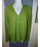 NEW YORK CO Lightweight Rib Knit Cardigan Sweater Green Size L Women&#39;s - £11.46 GBP