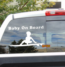 Baby On Board Decal Sticker Vinyl Surfer Surfing Surf Board Parent Funny Parody - $6.99