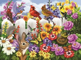 Framed canvas art print giclee spring birds flowers garden rabbit butterflies - $39.59+