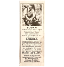 1973 Sudan Angola Africa Big Game Hunting Advertisement Safari Outfitter... - $19.99