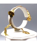 Vintage Starter Charm Bracelet, Gold Tone Links Bangle with 5 Charms, Bi... - £25.58 GBP