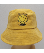 Maoli Maowai Smiling Smiley Face Yellow Corduroy Bucket Hat Retro - £18.04 GBP