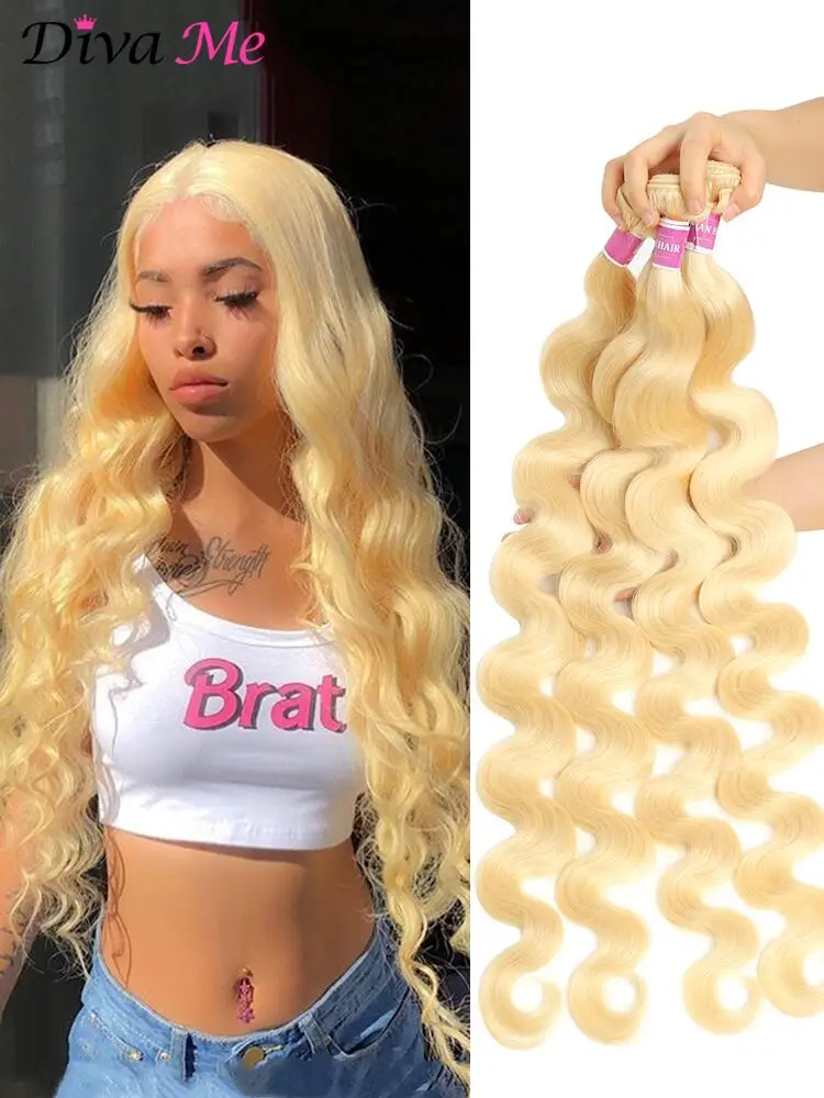 1 3 4 pcs 613 blonde color 28 30 32 34 36 inch brazilian body wave thumb200