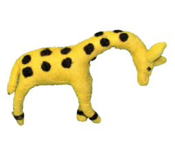 7&quot; Felt Giraffe Plush Stuff Animal Yellow Spotted Handcrafted Bead Eyes Felted - £8.65 GBP