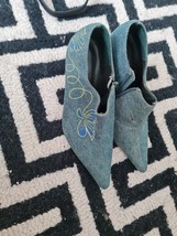 Spot On Green Denim And Flowered Design Shoes For Women Size Size 6uk Ex... - $22.50