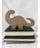 Folk Art Wood Carved Dinosaur Brontosaurus Painted Brown Dino - $20.57