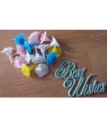 Vintage 16 Plastic Flower Candle Holders &amp; Happy Birthday Cake Decorations - $3.99
