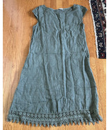 aldo marino positano linen dress made in Italy crochet lace hem cap slee... - £38.76 GBP