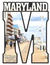 Ocean City Maryland Capital M Collage Design Fridge Magnet - £7.06 GBP