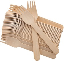 Wooden Forks  Natural Wooden Utensils Great for Parties Camping Weddings Set 20 - £7.56 GBP