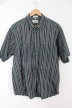 Vtg 417 Van Heusen XL Vertical Stripe Cotton Single Needle Short Sleeve Shirt - £22.05 GBP