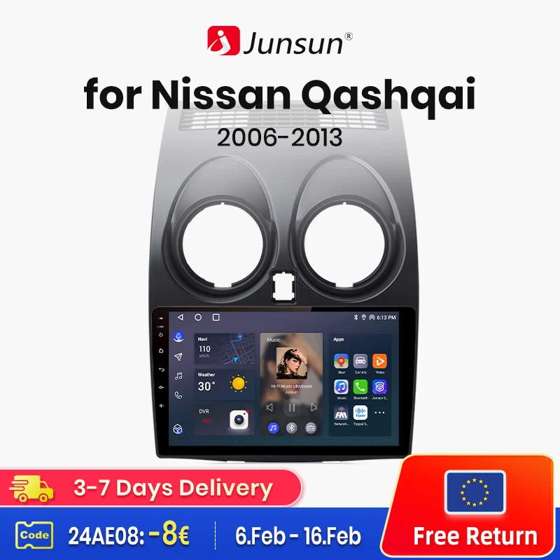 Junsun V1 AI Voice Wireless CarPlay Android Auto Radio for Nissan Qashqai J10 - £171.40 GBP+