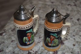 Cute Vintage Salt &amp; Pepper Shakers shaped as Beer Steins, 4.5” Tall, Ger... - $12.99