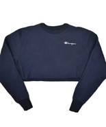Champion Reverse Weave Crop Top Sweatshirt Womens S Navy Crewneck Cropped - £14.37 GBP