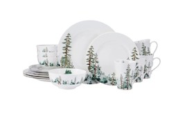 Mikasa Dinnerware Set 16-Piece Multicolor Serves 4 Watercolor Forest Chr... - $168.52 CAD