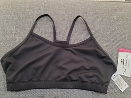 Motionwear Racerback 3 Strap Bra Top Crop Dance Sports Fitness Black Nwt XL - $20.79