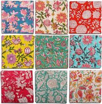 Assorted Cloth Napkin 100 Pcs Hand Block Floral Printed Mix and Match Na... - $89.17