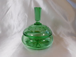 Green Cut Glass Powder Jar # 23230 - $24.95