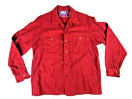 Pendleton Woolen Mills 100% Wool Button Front Shirt Red Pit Pit 20&quot; Length 27.5&quot; - £21.79 GBP