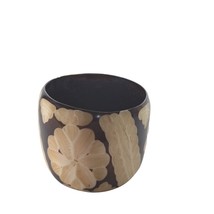 Vintage Chunky Brown Bakelite Bangle Bracelet Carved Floral Geometric Ca... - $56.43