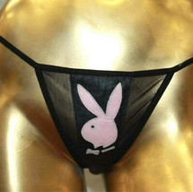 Women&#39;s Playboy Black | Pink Bunny G-String Panties NWT - £38.12 GBP