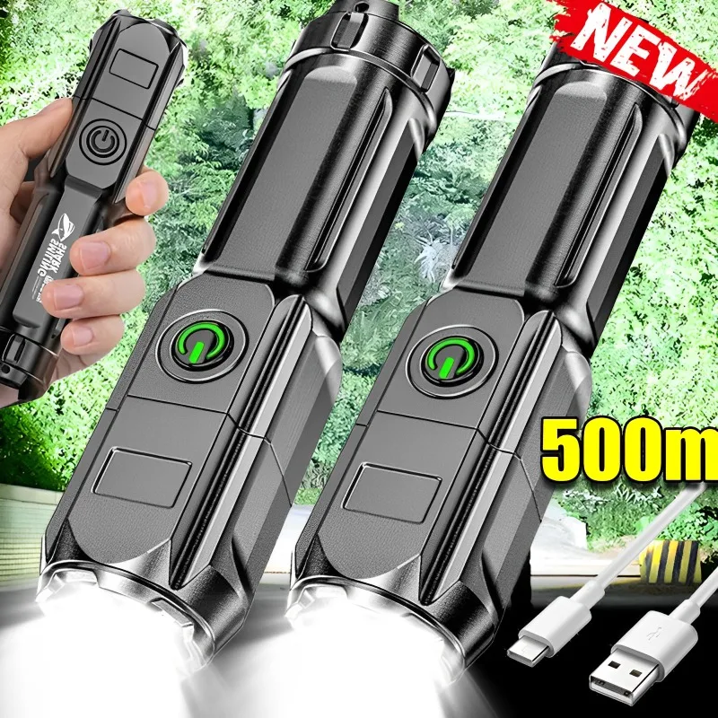 Ultra Bright LED Flashlight USB Rechargeable Torches Zoom Highlight Flashlights - £8.23 GBP+
