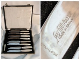 Set Of * Saks Fifth Avenue Fruit Knives Mother Of Pearl Handles Silverwa... - $88.07