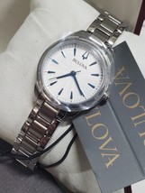 NWT Bulova 96L285 Sutton 28mm Silver Stainless Steel Band White Dial Women Watch - $79.13